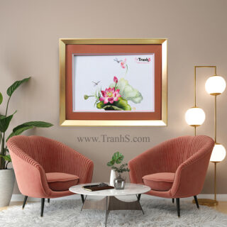 Tranh Thêu Tay Hoa Sen Tranh cao cấp Tranh thêu hoa cỏ