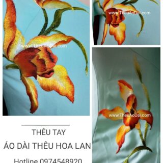 Áo dài thêu tay hoa lan Áo dài thêu tay áo dài thêu hoa
