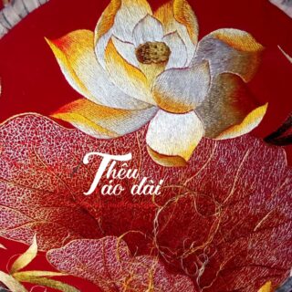 Áo dài cưới thêu tay hoa sen vàng  Áo dài thêu tay áo dài cưới