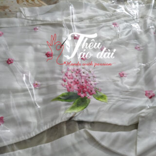 Áo dài thêu tay hoa cẩm tú cầu Áo dài thêu tay áo dài thêu hoa 4