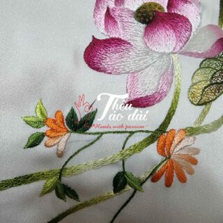 Áo dài thêu tay hoa sen Áo dài thêu tay áo dài thêu hoa