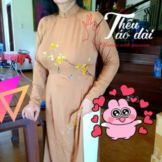 Áo dài thêu tay hoa mai Áo dài thêu tay áo dài thêu hoa