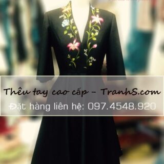 Áo đầm thêu hoa cao cấp Áo dài thêu tay áo dài thêu hoa