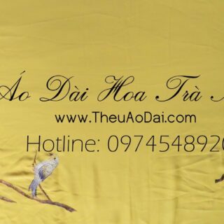Áo dài thêu tay hoa trà my Áo dài thêu tay áo dài hoa trà my 4