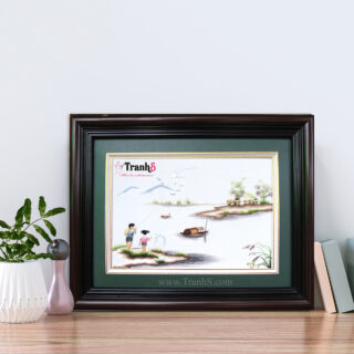 Tranh Thêu Tay Cánh Diều Tuổi Thơ Tranh cao cấp tranh thêu tay