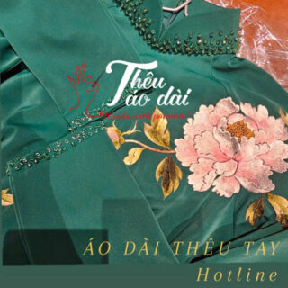 Áo dài thêu tay hoa mẫu đơn Áo dài thêu tay áo dài thêu tay hoa mẫu đơn