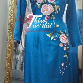 Áo dài thêu tay mẫu đơn Áo dài thêu tay áo dài thêu tay hoa mẫu đơn