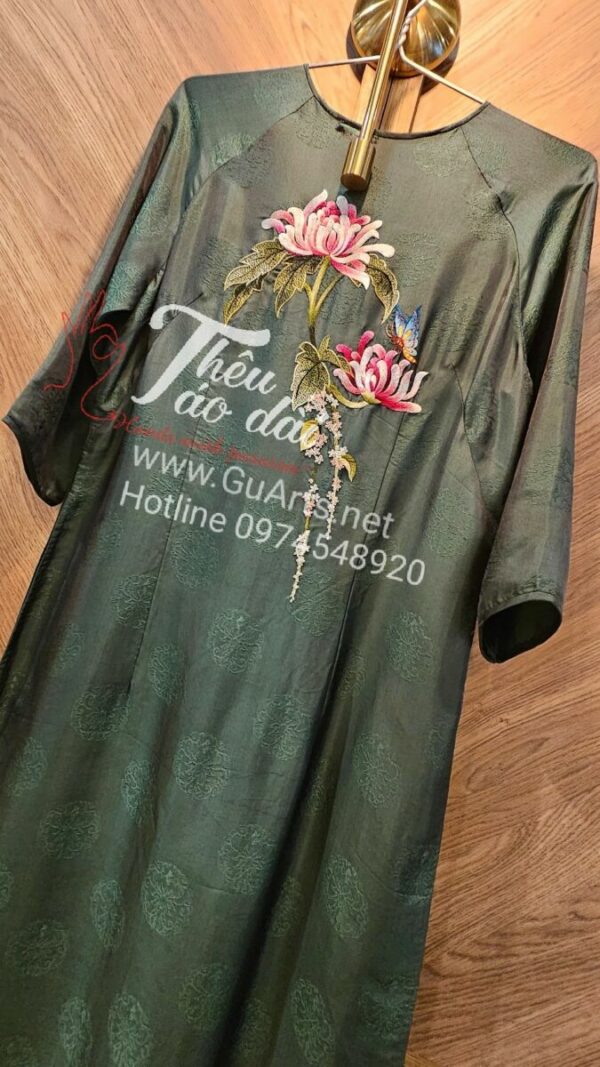 Áo dài lụa thêu tay hoa cúc Áo dài thêu tay áo dài thêu tay hoa cúc 8