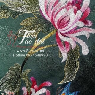 Áo dài lụa thêu tay hoa cúc Áo dài thêu tay áo dài thêu tay hoa cúc