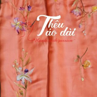 Áo dài thêu tay hoa lan và hoa hồng Áo dài thêu tay áo dài hoa hồng